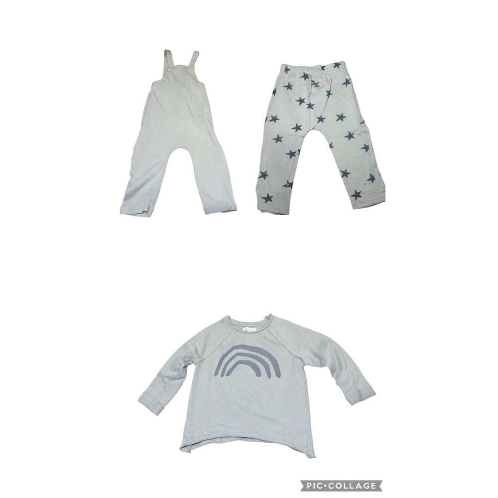 Grayson Collective Bundle Kids 2T Rainbow Sweatshirt Overalls Star Pants 3pc Set